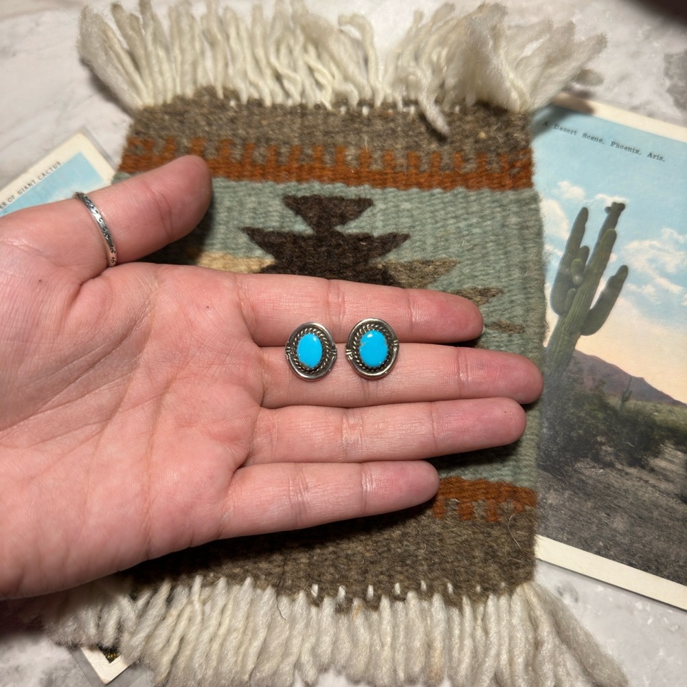Native Made Kingman Turquoise And Sterling by Silver Studs